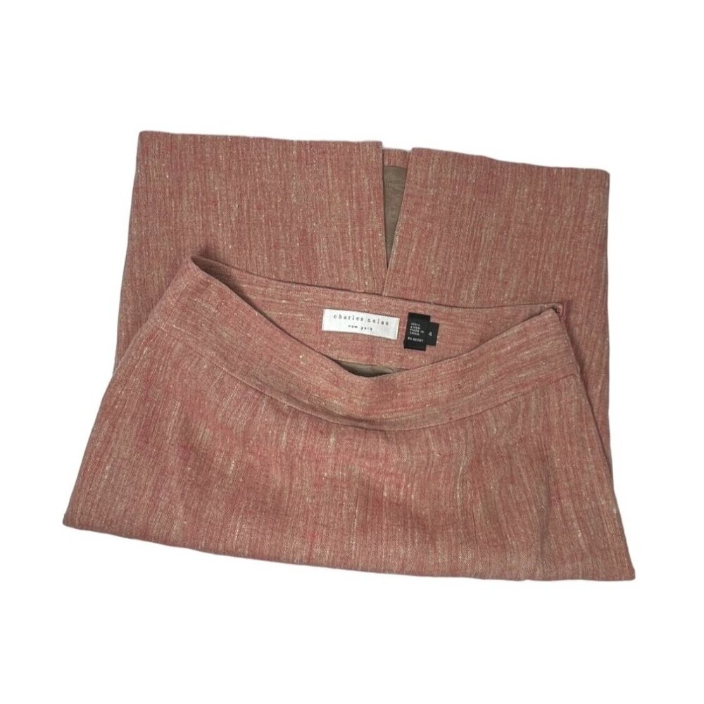 Charles Nolan Linen Blend Pencil Skirt Coral Pink Sz 4 Classic Office Wms Career
